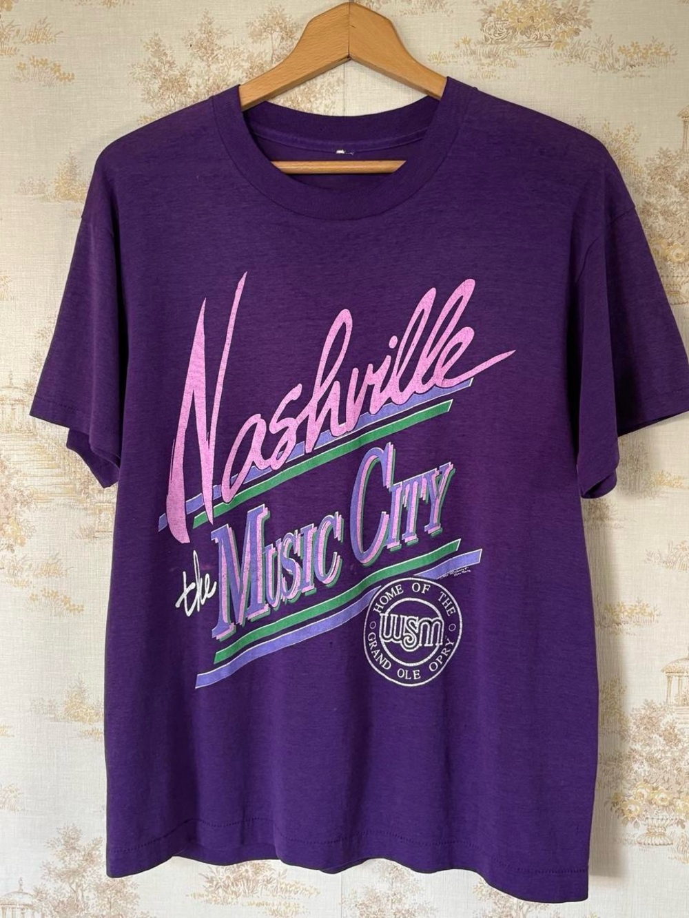Vintage 90s 1990 Nashville Music City Grand Ole Opry Travel Tee Purple L
